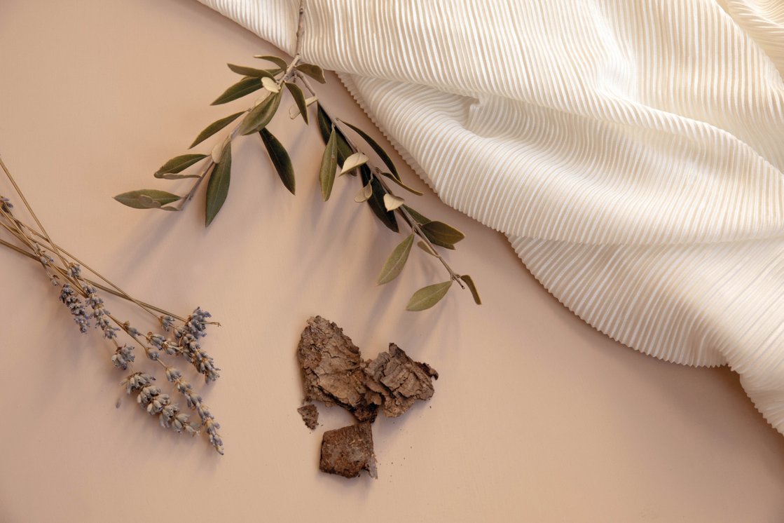 Botanische ingrediënten, olijftak, lavendel en kruiden